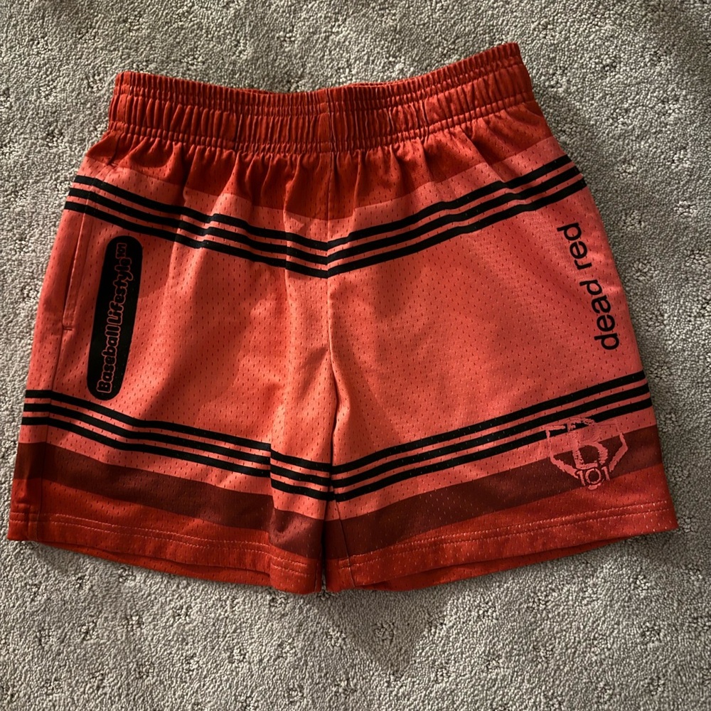 Baseball Lifestyle 101 Crayon Shorts - Red - youth medium